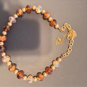 Chic Gold and Brown Beaded Necklace